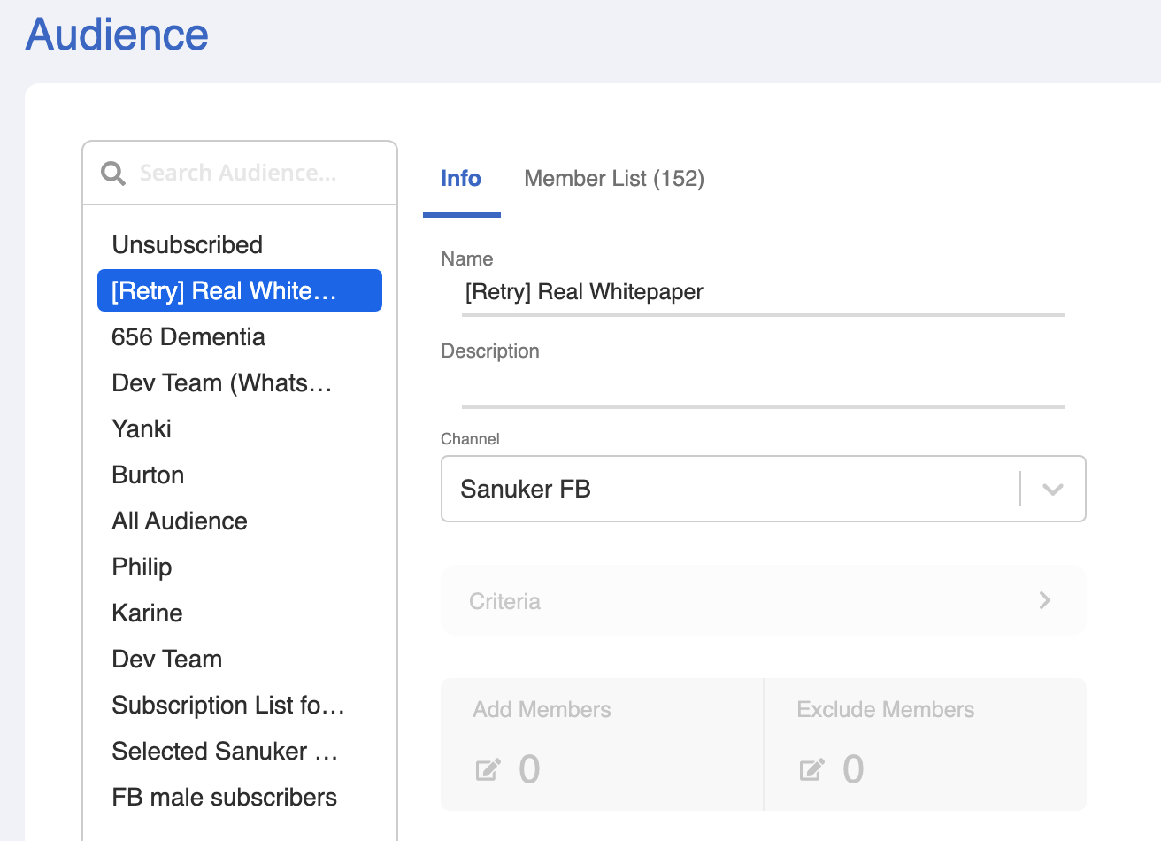 Successfully created retry audience group